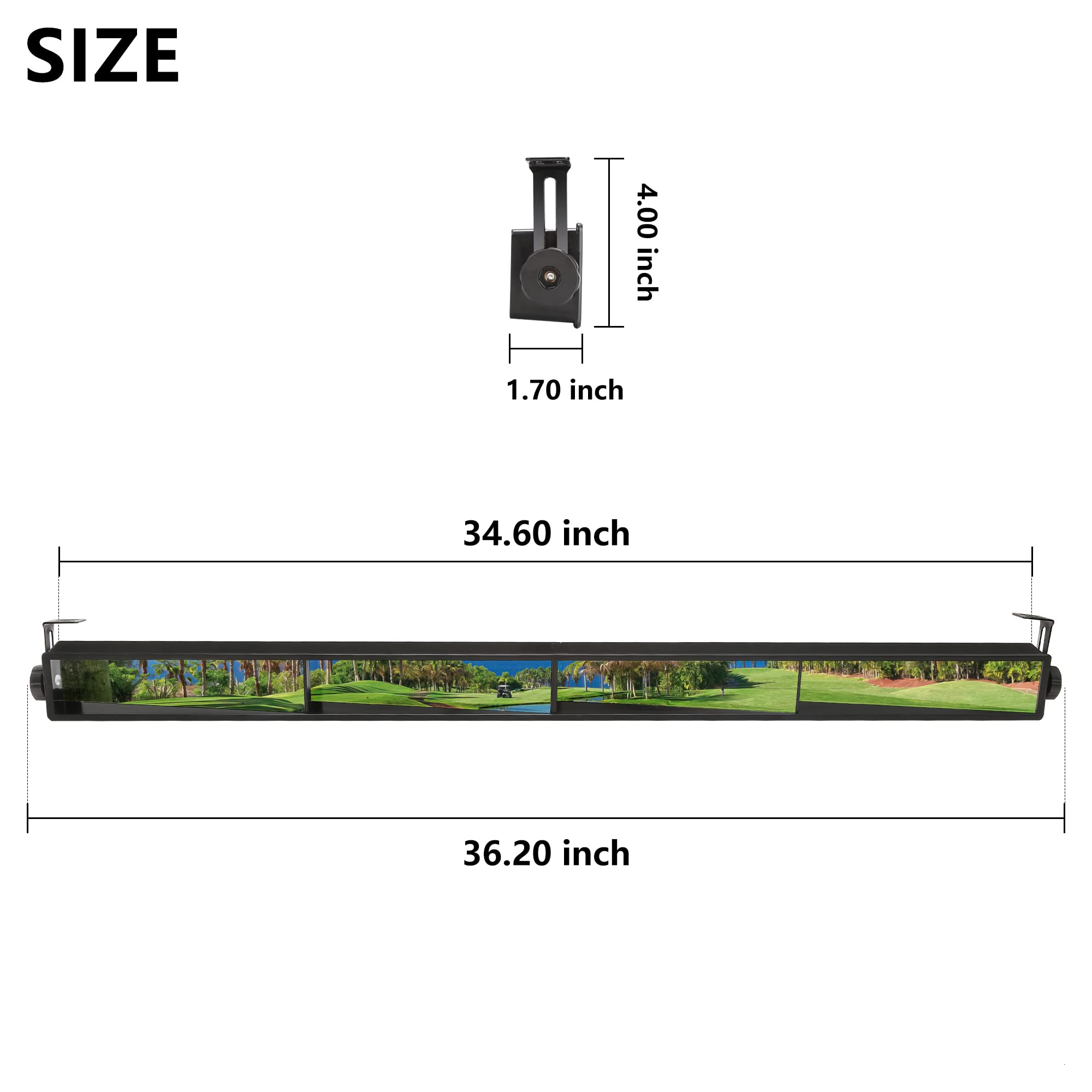 Golf Cart 4-Panel Wide Angle Rear View Mirror