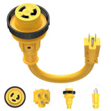 RV Power Cord Plug Adapter, 15Amp Male to 30Amp Female With Twist Lock, LED Indicator