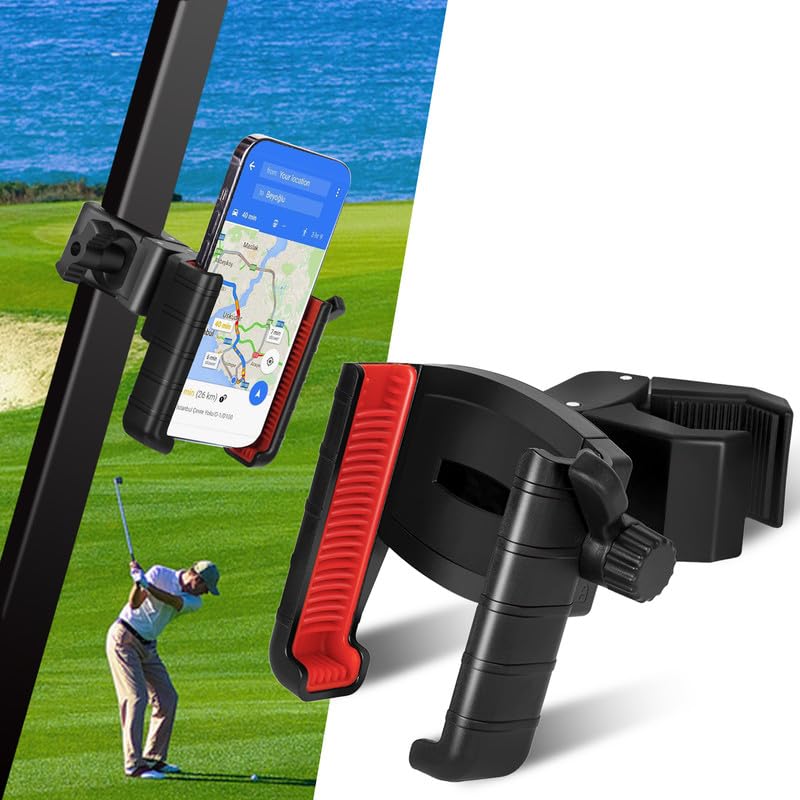 Golf Cart Phone Mount Holder Compatible with EZGO/Club Car/Yamaha, [Big Phones & Thick Cases Friendly] Universal Phone Holder