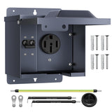 50 Amp RV Power Outlet Box with Breaker, Weatherproof 125/250V UL Listed NEMA 14-50R RV Receptacle,