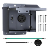 30 Amp RV Power Outlet Box with Breaker, Weatherproof 125V Nema TT-30R RV Receptacle UL Listed, Lockable Electrical Breaker Box