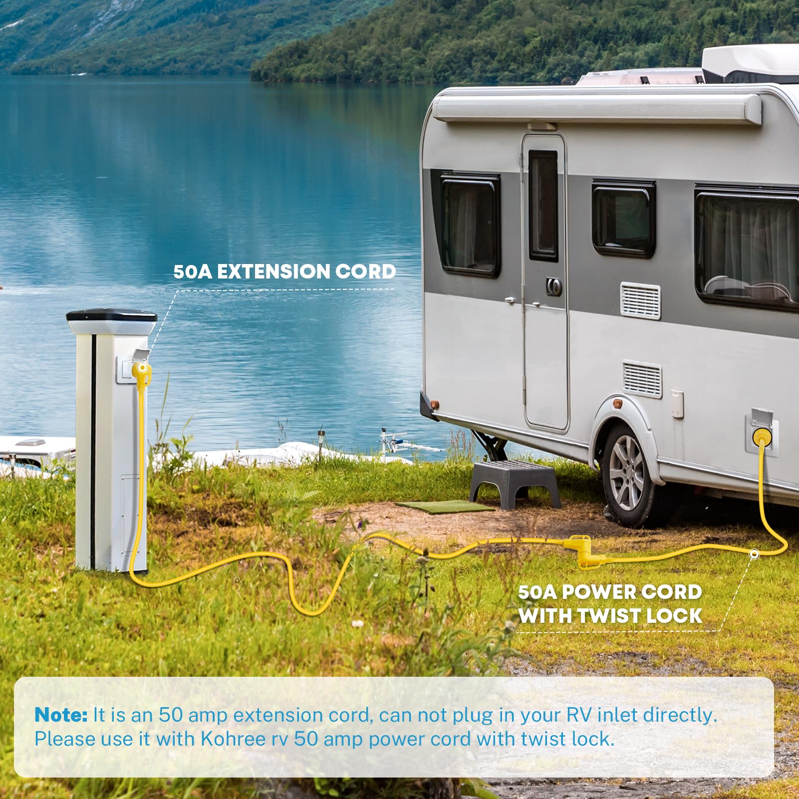 50Amp RV/EV Extension Cord 30FT, NEMA 14-50P to 14-50R RV Power Cord 50A, Heavy Duty 6/3+8/1 Gauge STW Wire W/Cord Organizer for RV Trailer Campers 125/250V, 6250/12500W