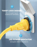 RV Power Cord Plug Adapter, 15Amp Male to 30Amp Female With Twist Lock, LED Indicator