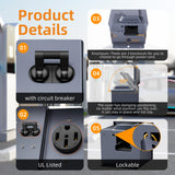 50 Amp RV Power Outlet Box with Breaker, Weatherproof 125/250V UL Listed NEMA 14-50R RV Receptacle,