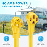 50Amp RV/EV Extension Cord 30FT, NEMA 14-50P to 14-50R RV Power Cord 50A, Heavy Duty 6/3+8/1 Gauge STW Wire W/Cord Organizer for RV Trailer Campers 125/250V, 6250/12500W