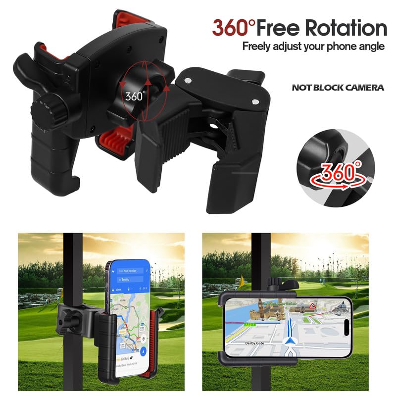 Golf Cart Phone Mount Holder Compatible with EZGO/Club Car/Yamaha, [Big Phones & Thick Cases Friendly] Universal Phone Holder