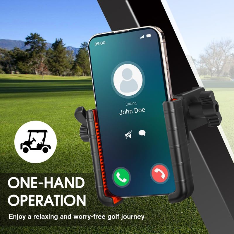 Golf Cart Phone Mount Holder Compatible with EZGO/Club Car/Yamaha, [Big Phones & Thick Cases Friendly] Universal Phone Holder