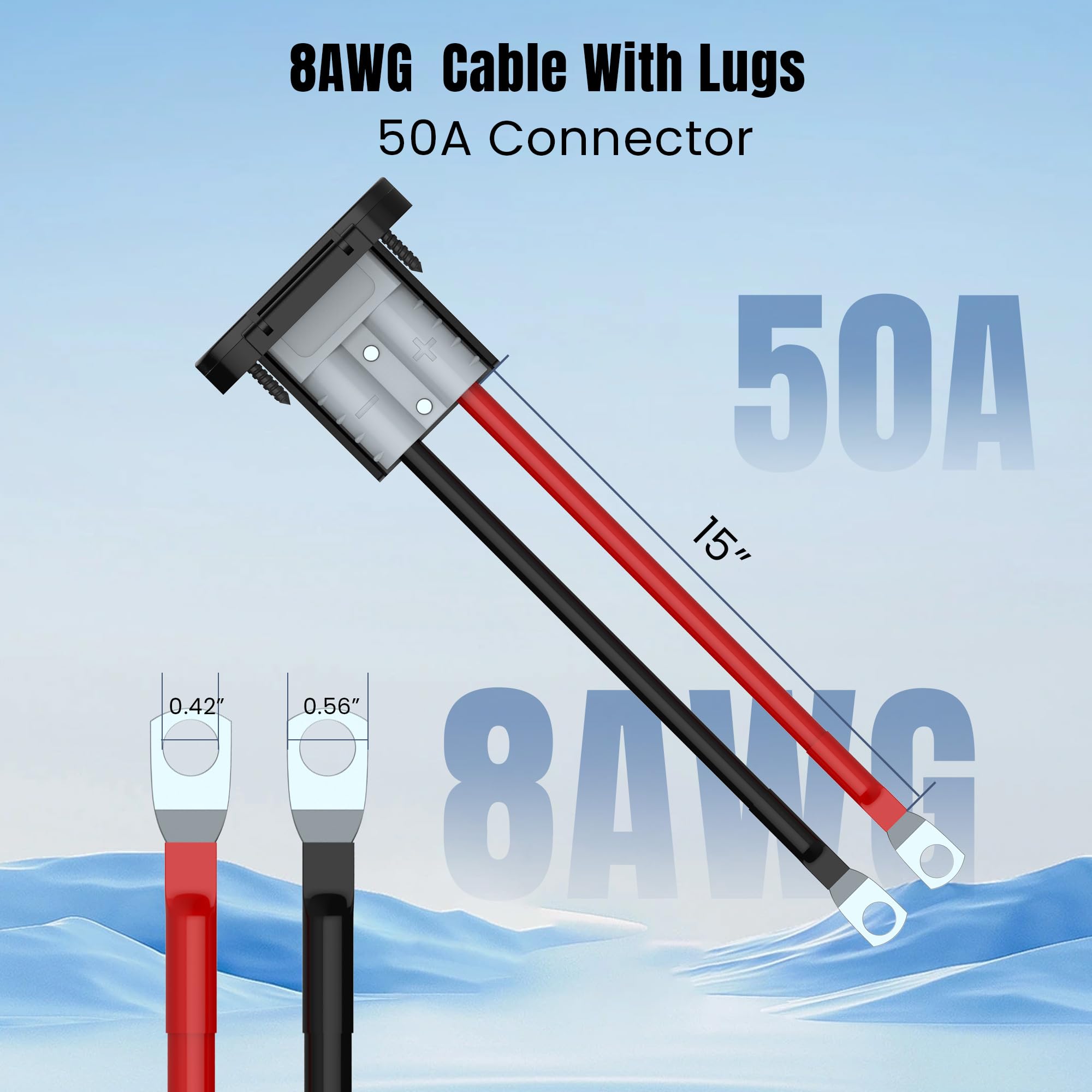 Battery Quick Disconnect Connector, Battery Cable Connector Quick Disconnect Battery Terminal, Anderson Connector, 8Awg Wire Harness Plug Connector Kit for Car Winch Trailer,Forklift
