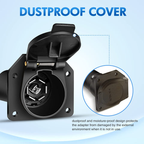 7 Pin Round to 7 Way RV Blade Trailer Adapter Connector Wiring Harness Electric Adapter Plug Connector for Semi Truck Commercial Vehicle Pickup Tractor