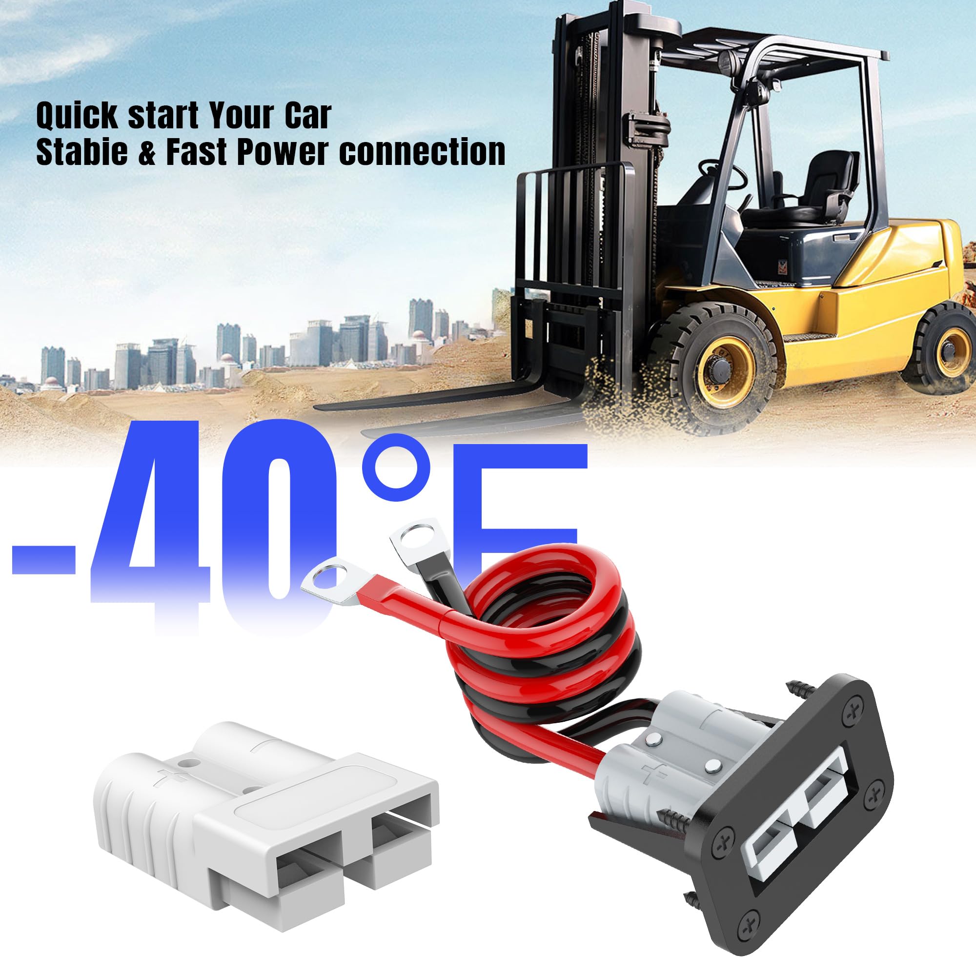 Battery Quick Disconnect Connector, Battery Cable Connector Quick Disconnect Battery Terminal, Anderson Connector, 8Awg Wire Harness Plug Connector Kit for Car Winch Trailer,Forklift