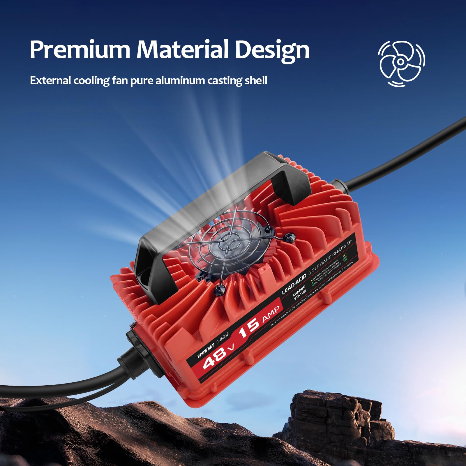 15 AMP 48 Volt Golf Carts Battery Charger for Club Car 3-Pin Round Plug,for Lead Acid Battery