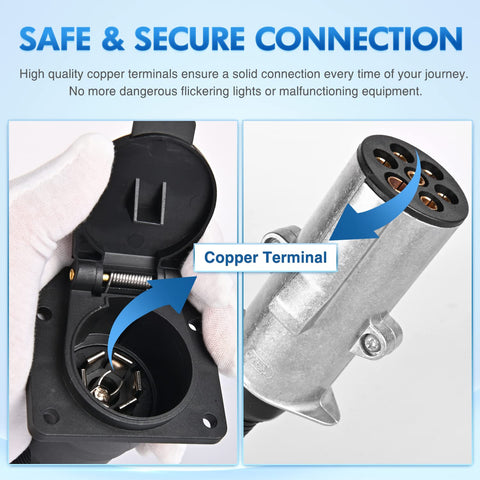 7 Pin Round to 7 Way RV Blade Trailer Adapter Connector Wiring Harness Electric Adapter Plug Connector for Semi Truck Commercial Vehicle Pickup Tractor